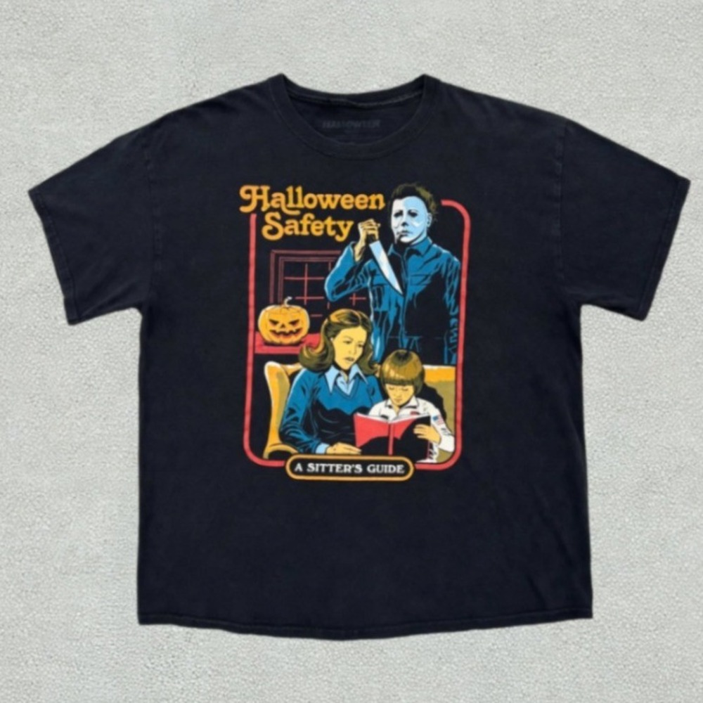 Halloween Michael Myers T Shirt Mens XL Black Sitters Guide Horror Movie Tee